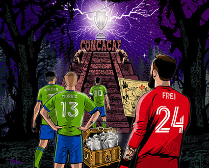 Seattle Sounders FC soccer art by Bill Wood.