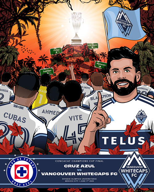 Seattle Sounders FC soccer poster art by Bill Wood.