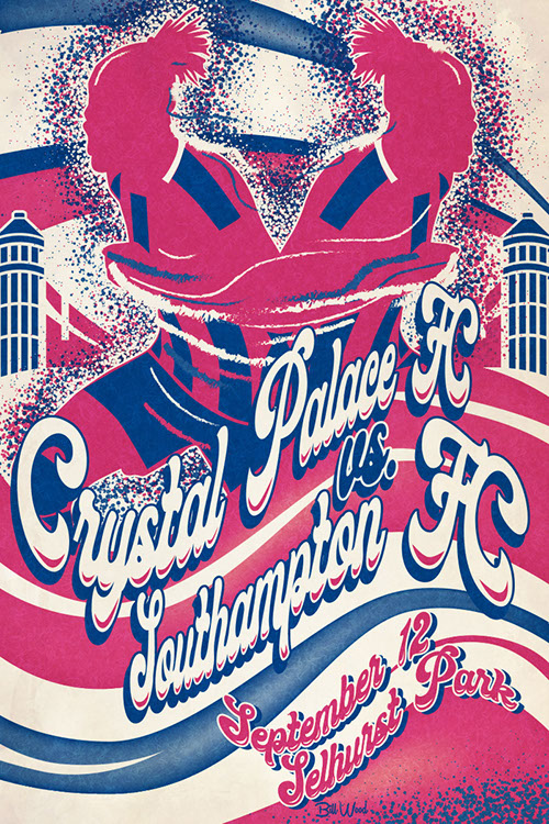 Premier League matchday poster art by Bill Wood.