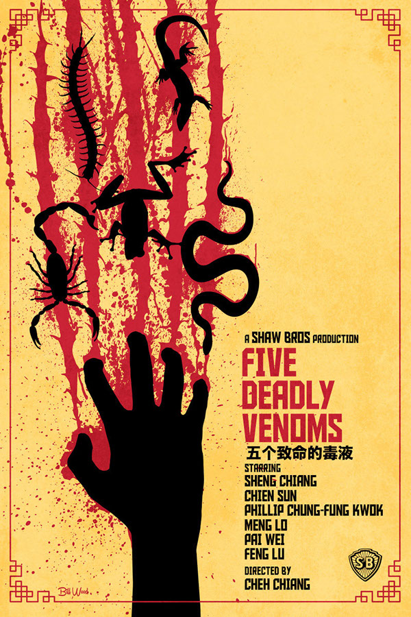 Five Venoms Kung Fu movie poster by Bill Wood.