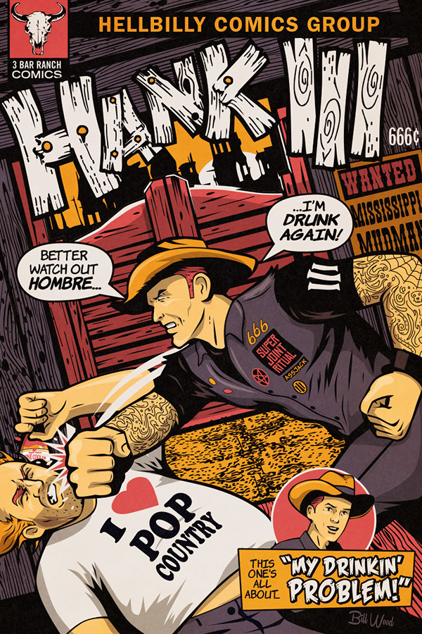 Hank Williams III poster art by Bill Wood.