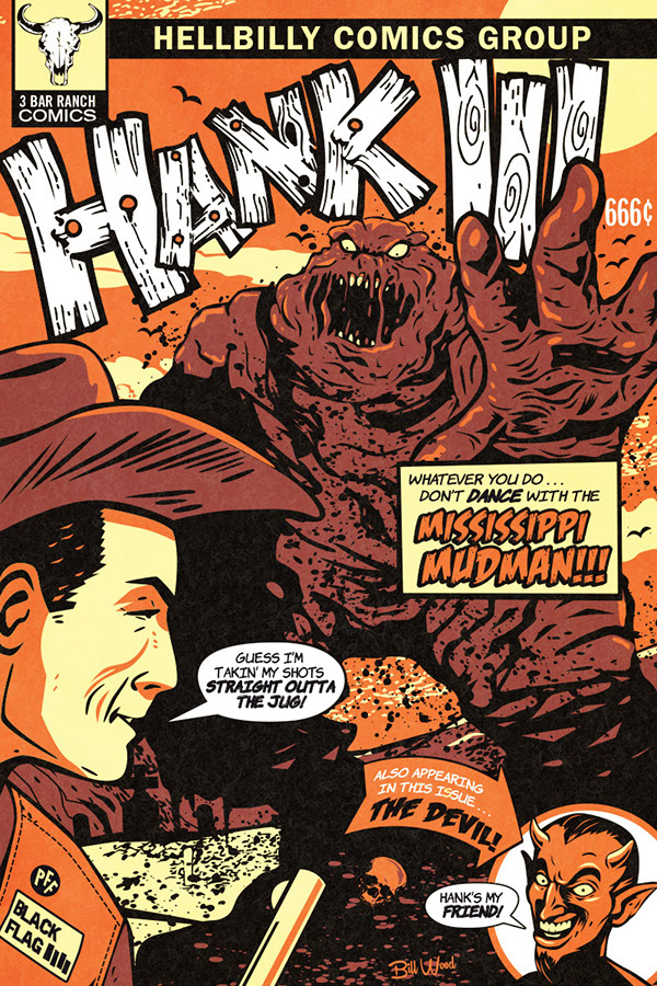 Hank Williams III poster art by Bill Wood.