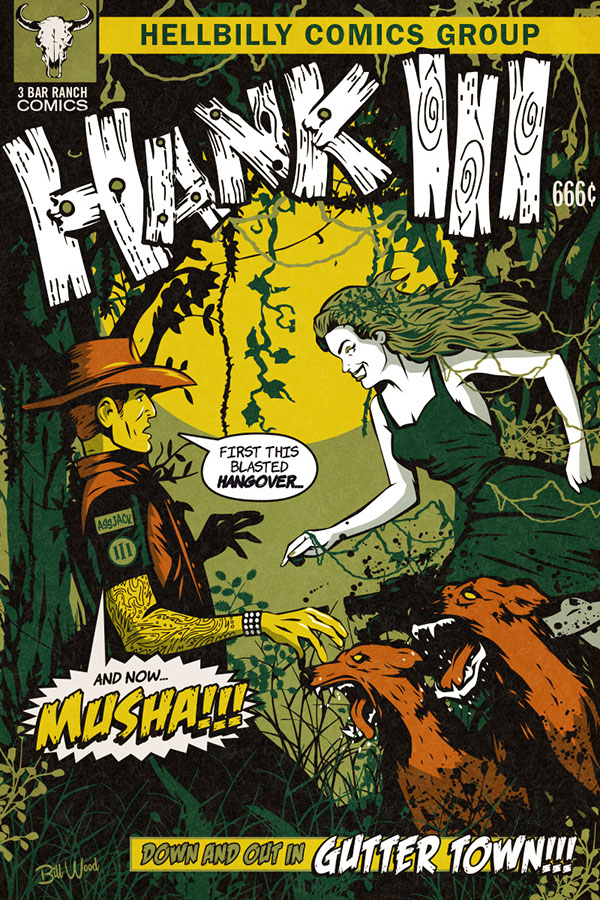 Hank Williams III poster art by Bill Wood.