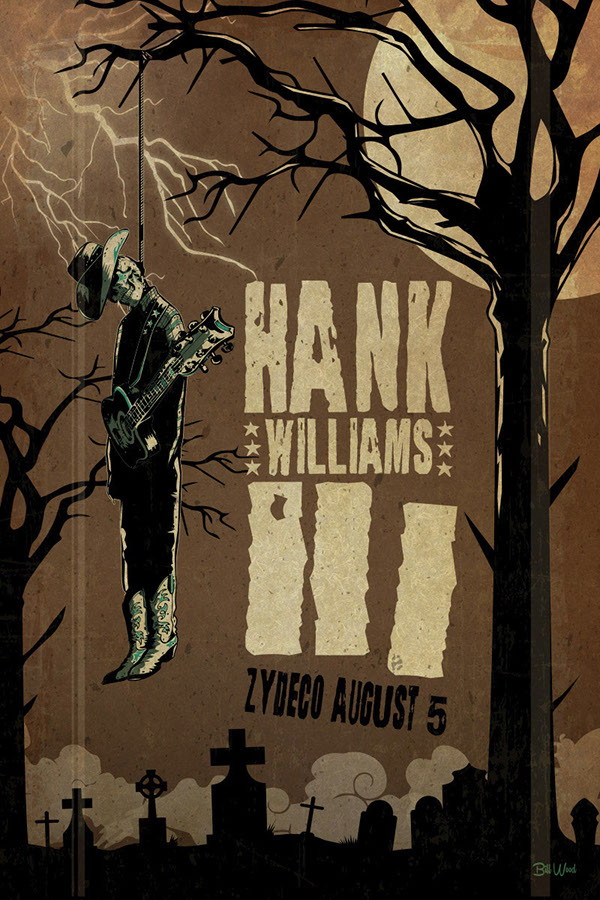 Hank Williams III poster art by Bill Wood.