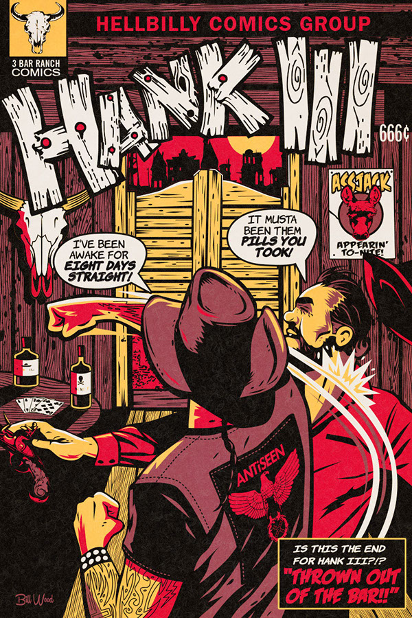 Hank Williams III poster art by Bill Wood.