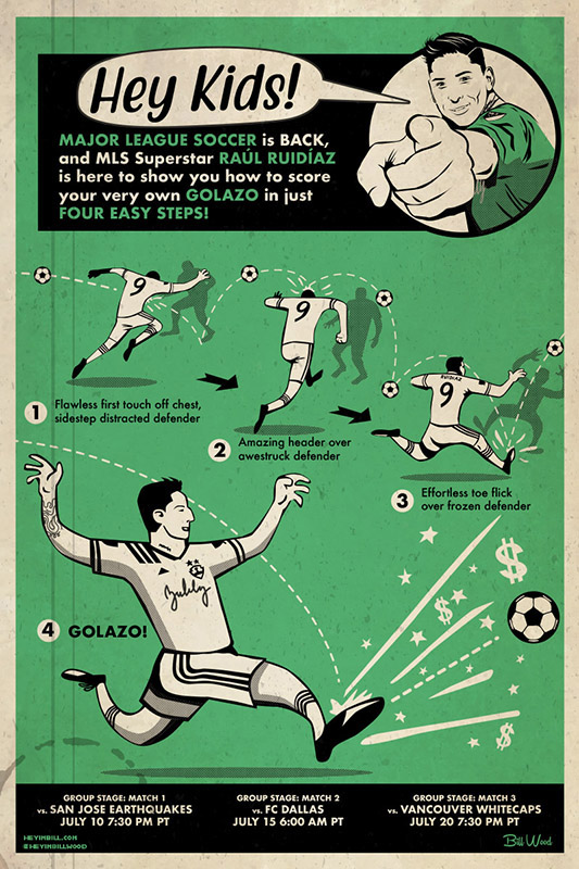 Major League Soccer poster art by Bill Wood.