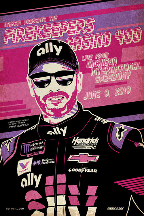 NASCAR poster art by Bill Wood.