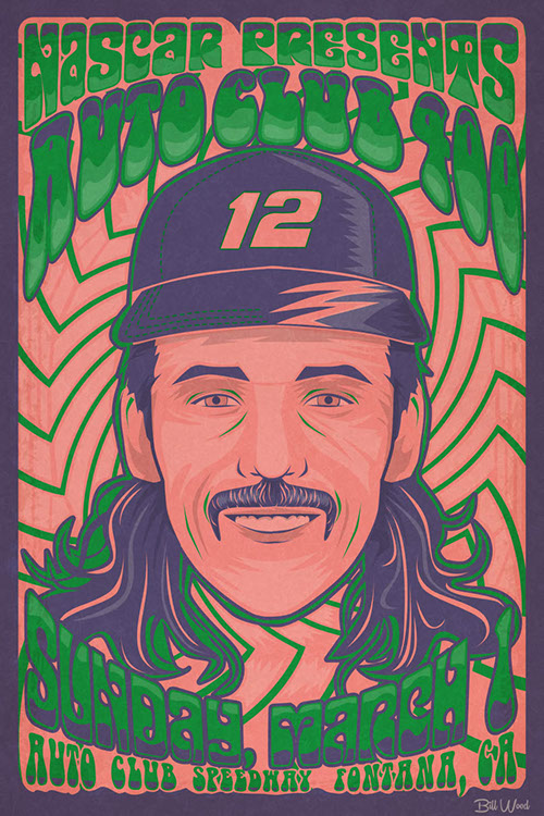 NASCAR poster art by Bill Wood.