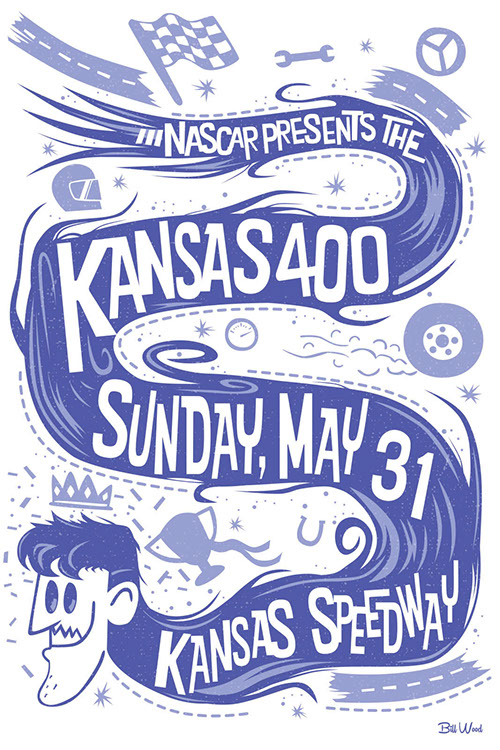 NASCAR poster art by Bill Wood.