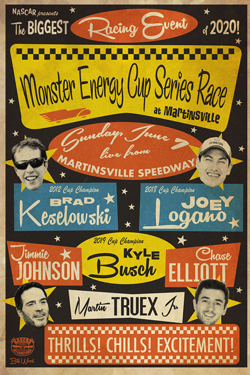 NASCAR poster art by Bill Wood.