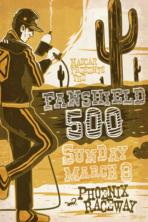 NASCAR poster art by Bill Wood.