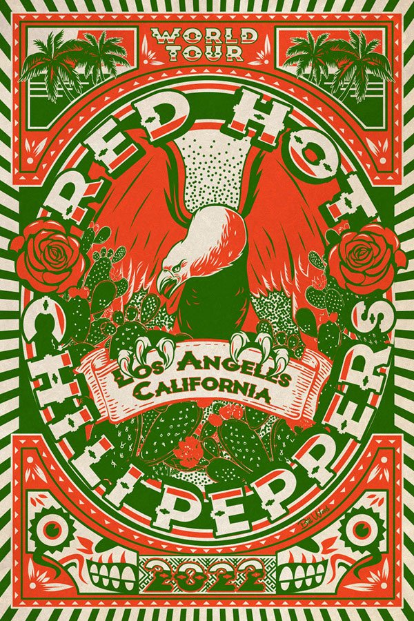 Red Hot Chili Peppers poster art by Bill Wood.