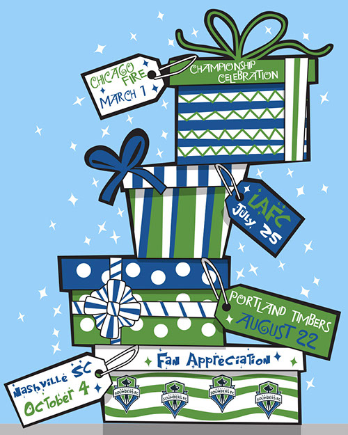 Seattle Sounders FC soccer poster art by Bill Wood.