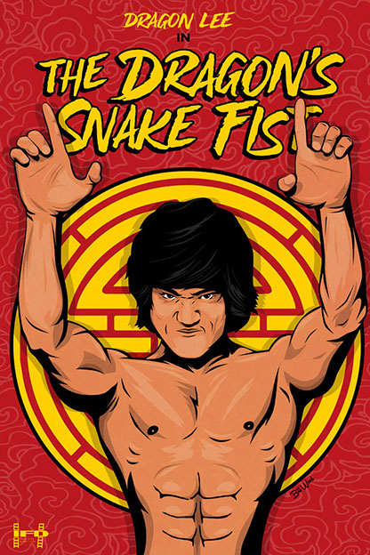 The Dragon's Snake Fist Kung Fu poster art by Bill Wood.