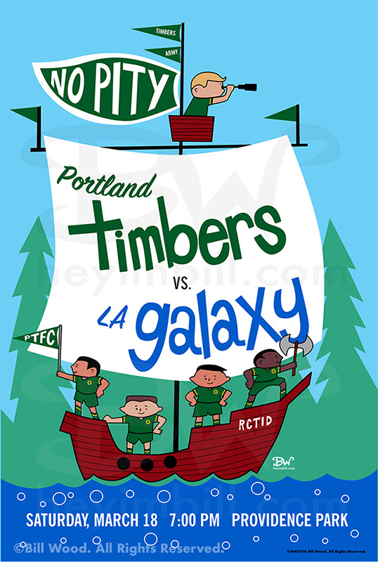 Portland Timbers FC poster art by Bill Wood.
