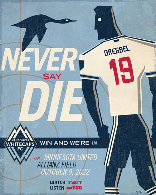 Seattle Sounders FC soccer poster art by Bill Wood.