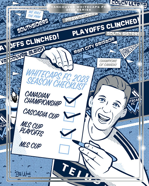 Seattle Sounders FC soccer poster art by Bill Wood.