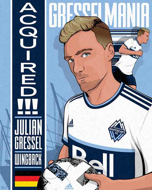 Seattle Sounders FC soccer poster art by Bill Wood.