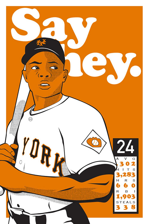 Willie Mays poster art by Bill Wood.